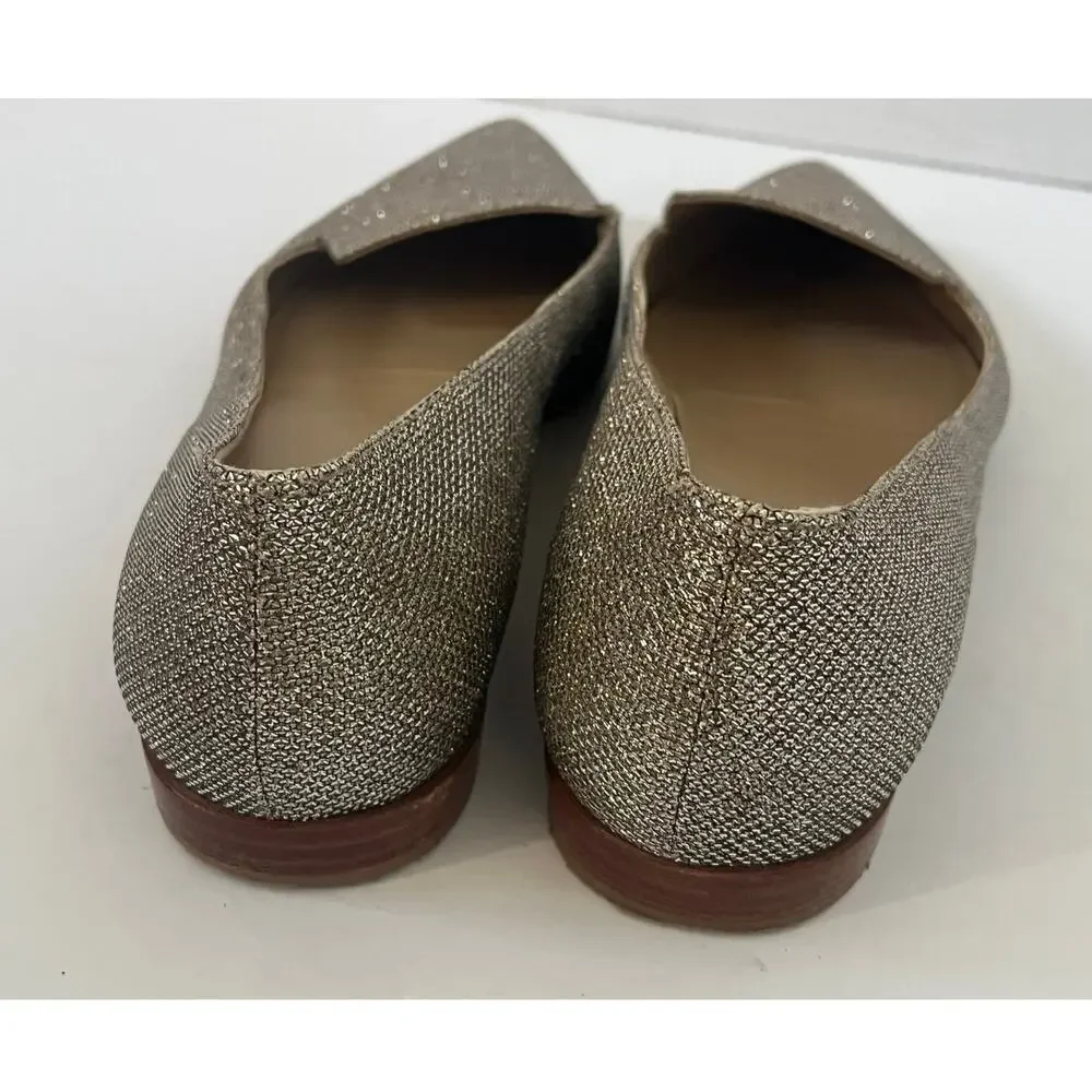 Women's Stuart Weitzman Pointed Metallic Silver Shimmer Flats Size 8M‎